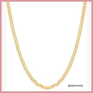 18K Gold Plated Mariner Chain Necklace, Lobster Clasp, 18 Inch Length